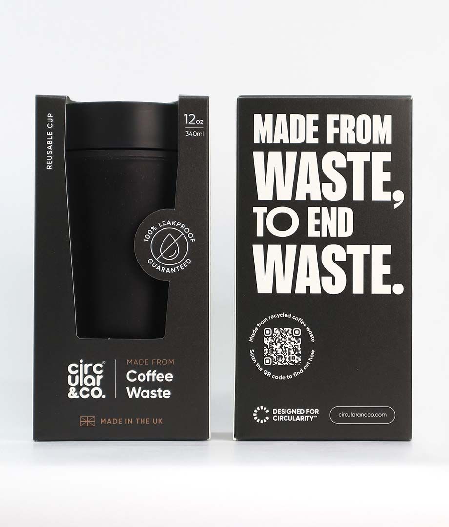 Circular and Co Coffee Waste Reusable Cup Espresso Black 12oz