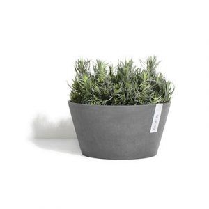 ECOPOTS Frankfurt low round planter Grey