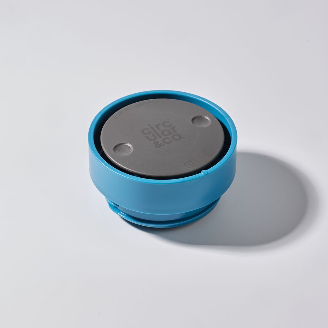 blue reusable cup lid