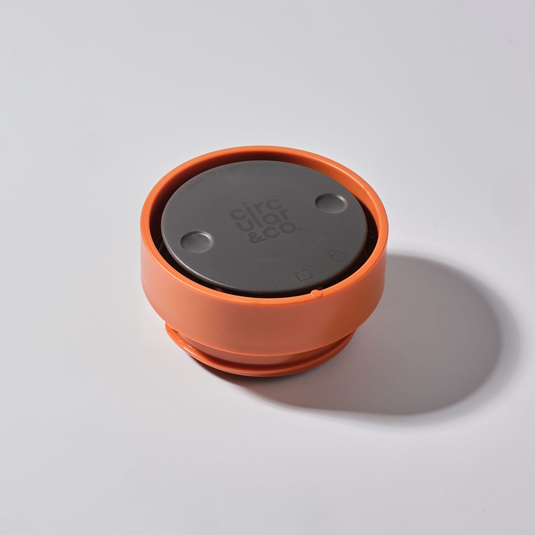 orange reusable cup lid