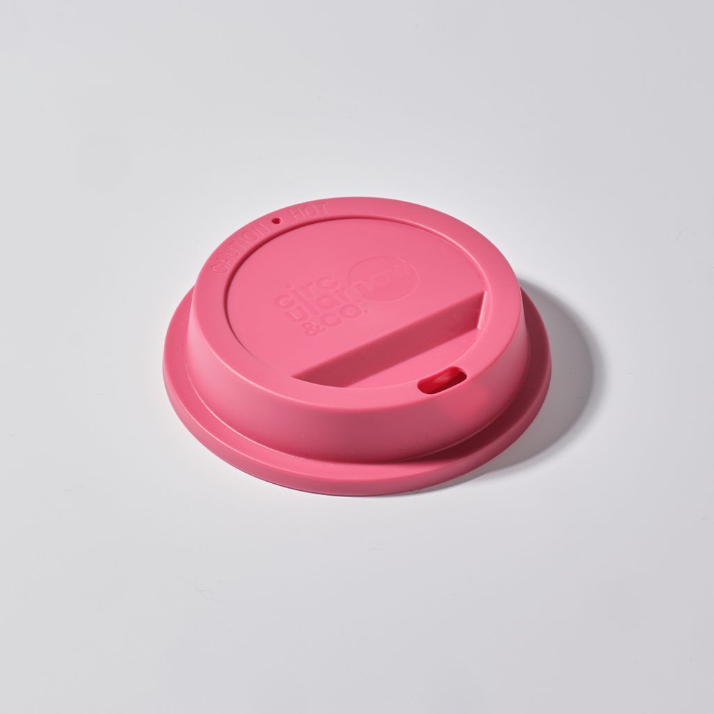 pink reusable coffee cup lid