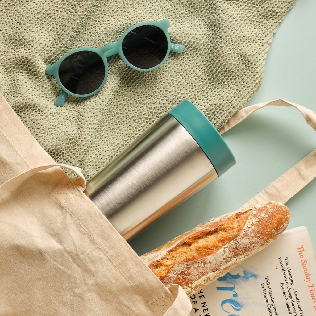 reusable cup in tote bag