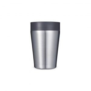 steel reusable cup with grey lid