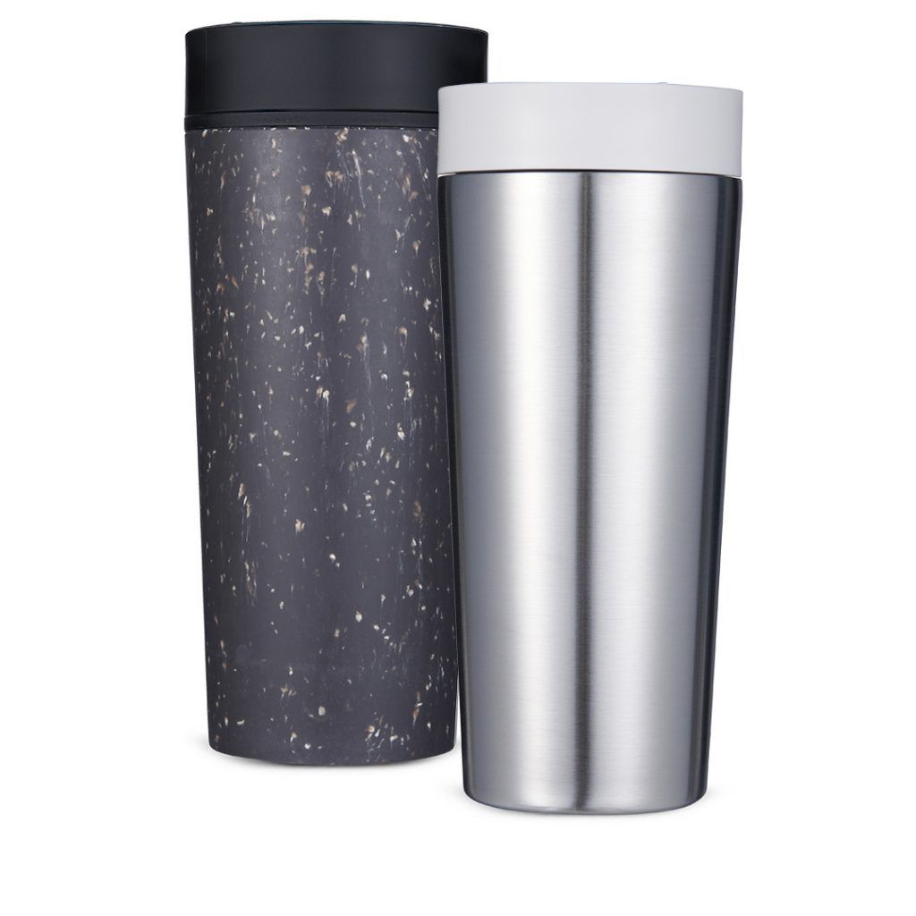 reusable plastic cup and reusable steel cup