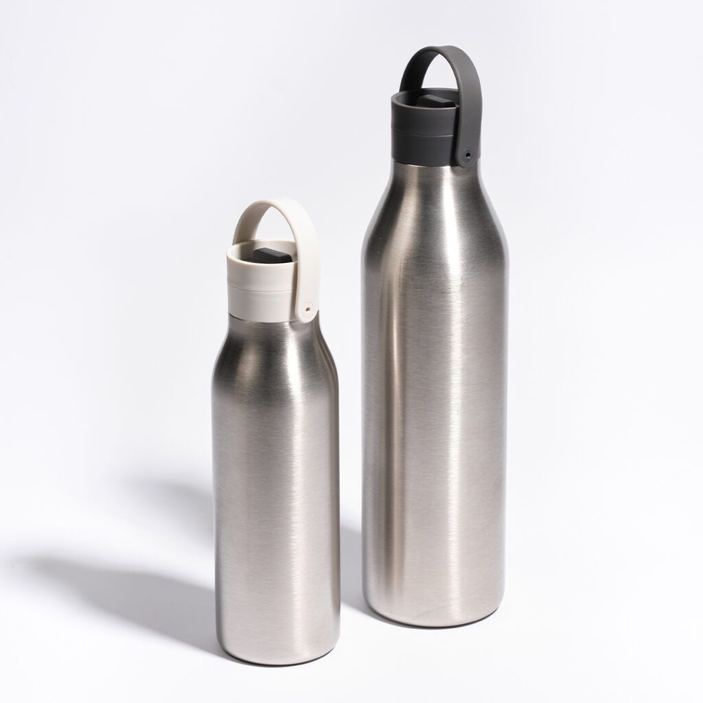 storm grey 1l and pebble white 500ml reusable water bottles stainless steel