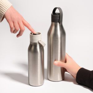 500ml pebble white and 1l storm grey reusable water bottles