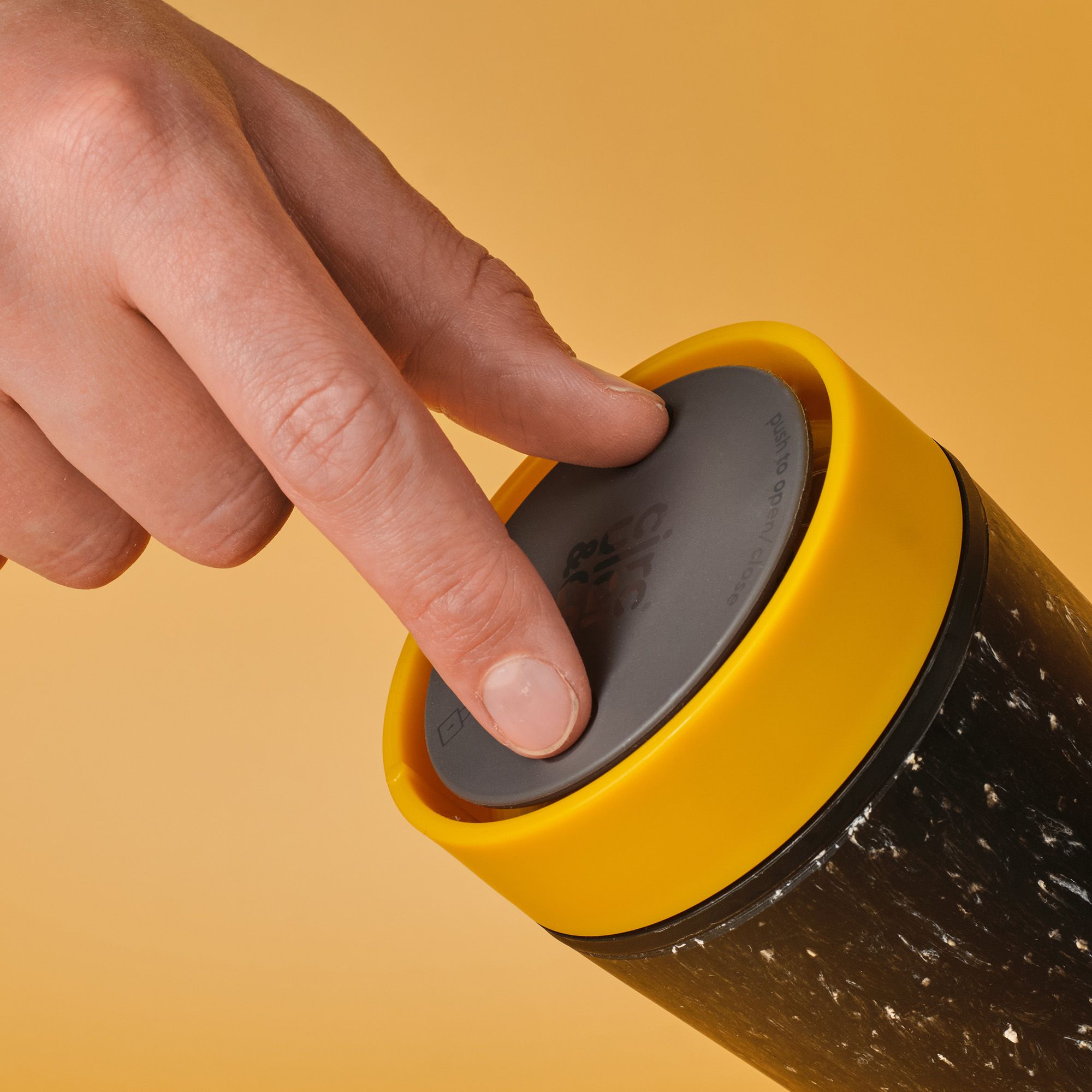 Circular&Co Reusable Coffee Cup Made From Paper Cups Grey & Mustard Yellow